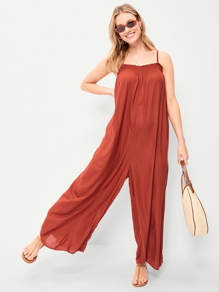 Airy Smocked-Top Jumpsuit
