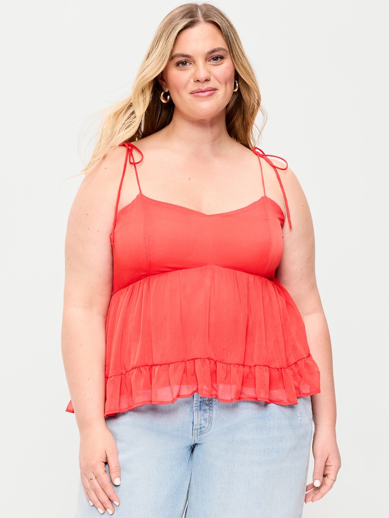 Tie-Strap Tiered Ruffle Top