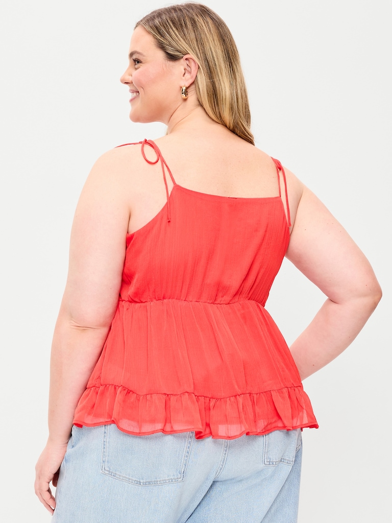 Tie-Strap Tiered Ruffle Top