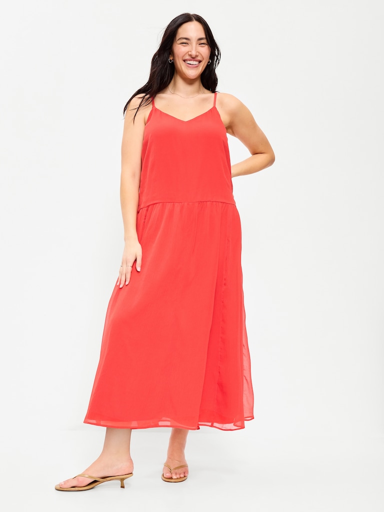 Chiffon Drop-Waist Maxi Dress