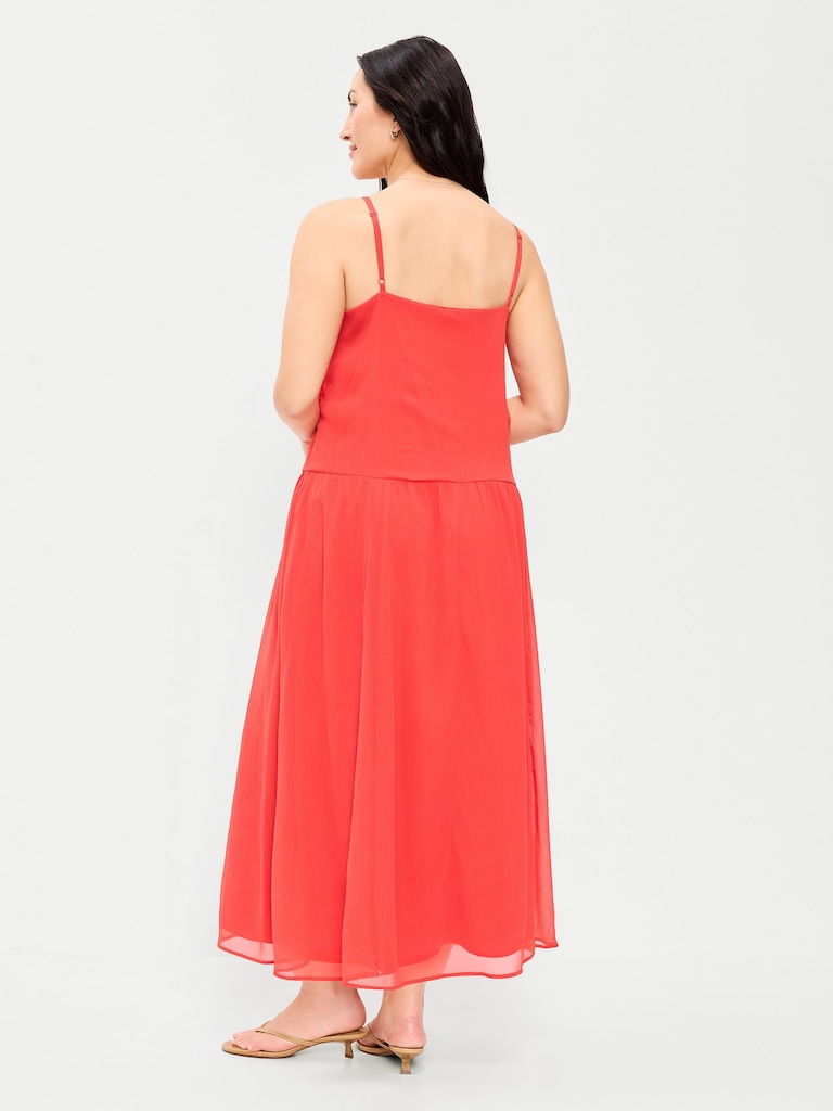 Chiffon Drop-Waist Maxi Dress