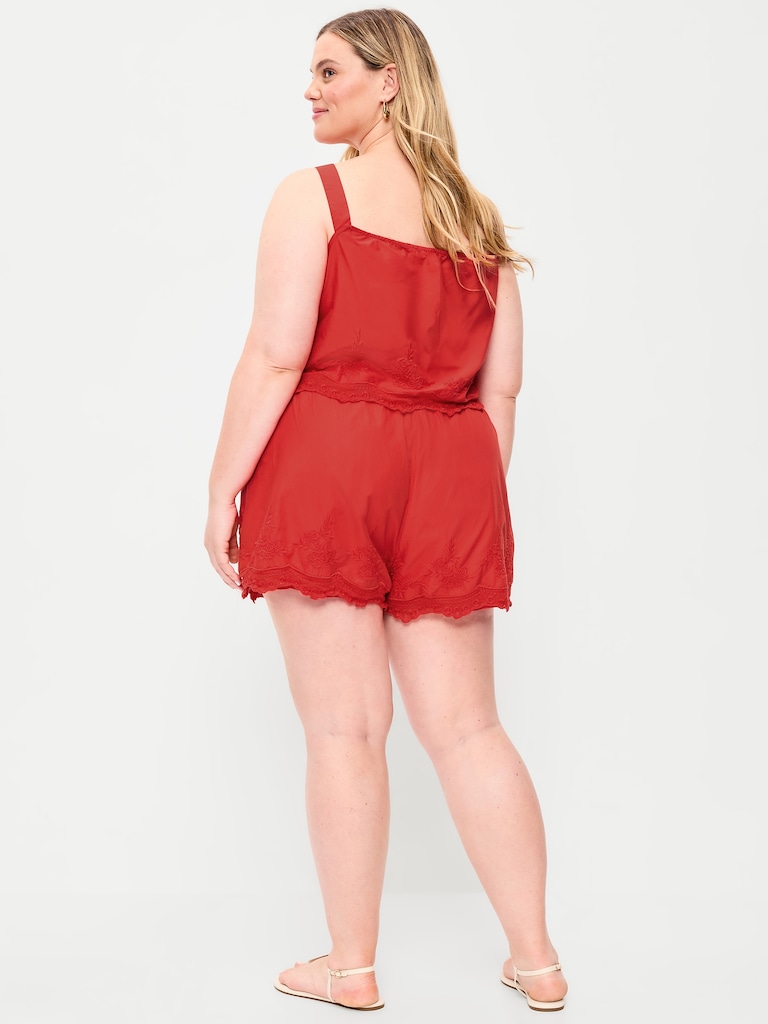 High-Waisted Lace-Trim Shorts