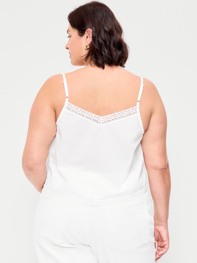 Lace-Trim Scarf Tank Top