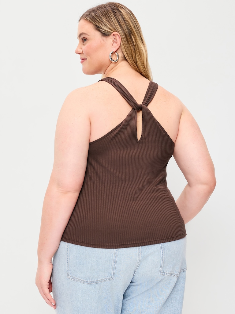 Sleeveless Ribbed Loop-Back Tank Top