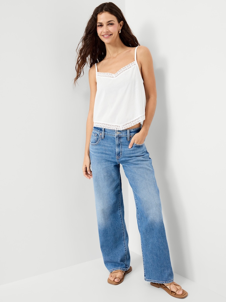 Lace-Trim Scarf Tank Top