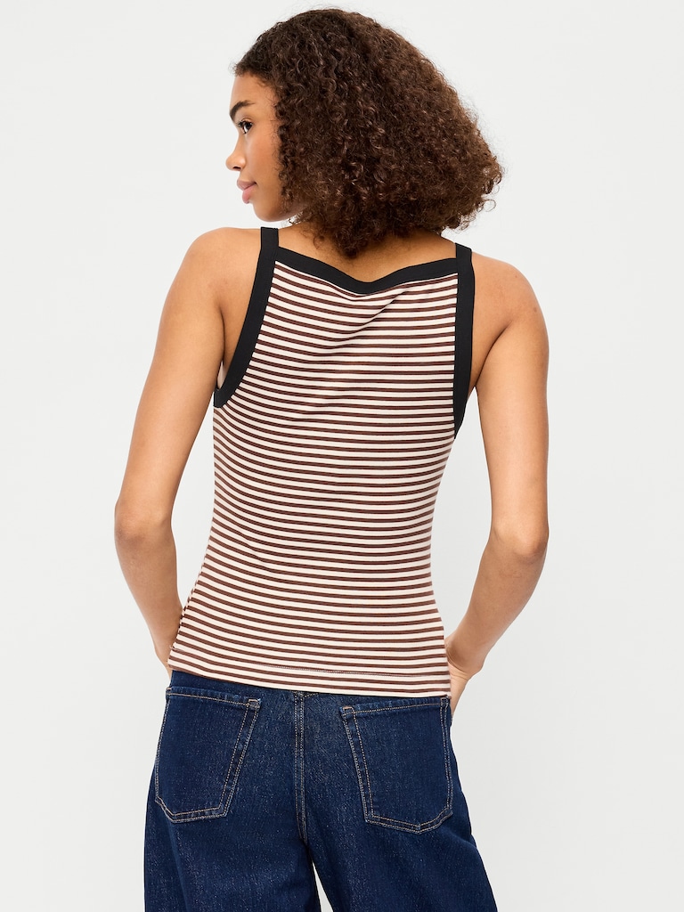 Fitted Sleeveless Apron Tank Top