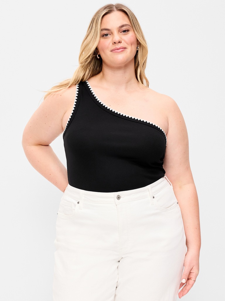Ribbed One-Shoulder Tank Top