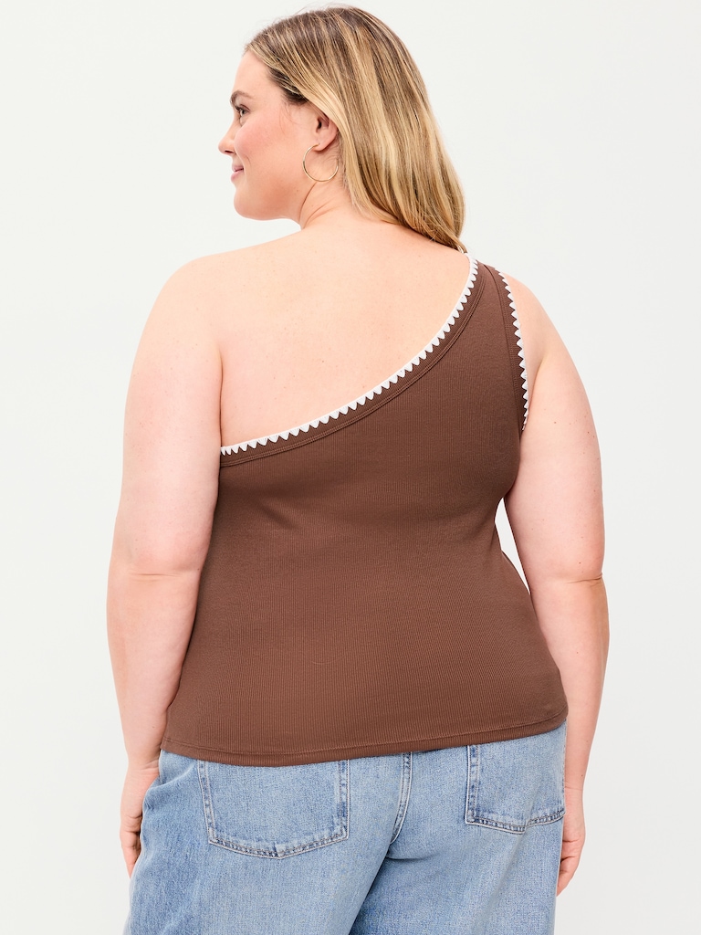 Ribbed One-Shoulder Tank Top