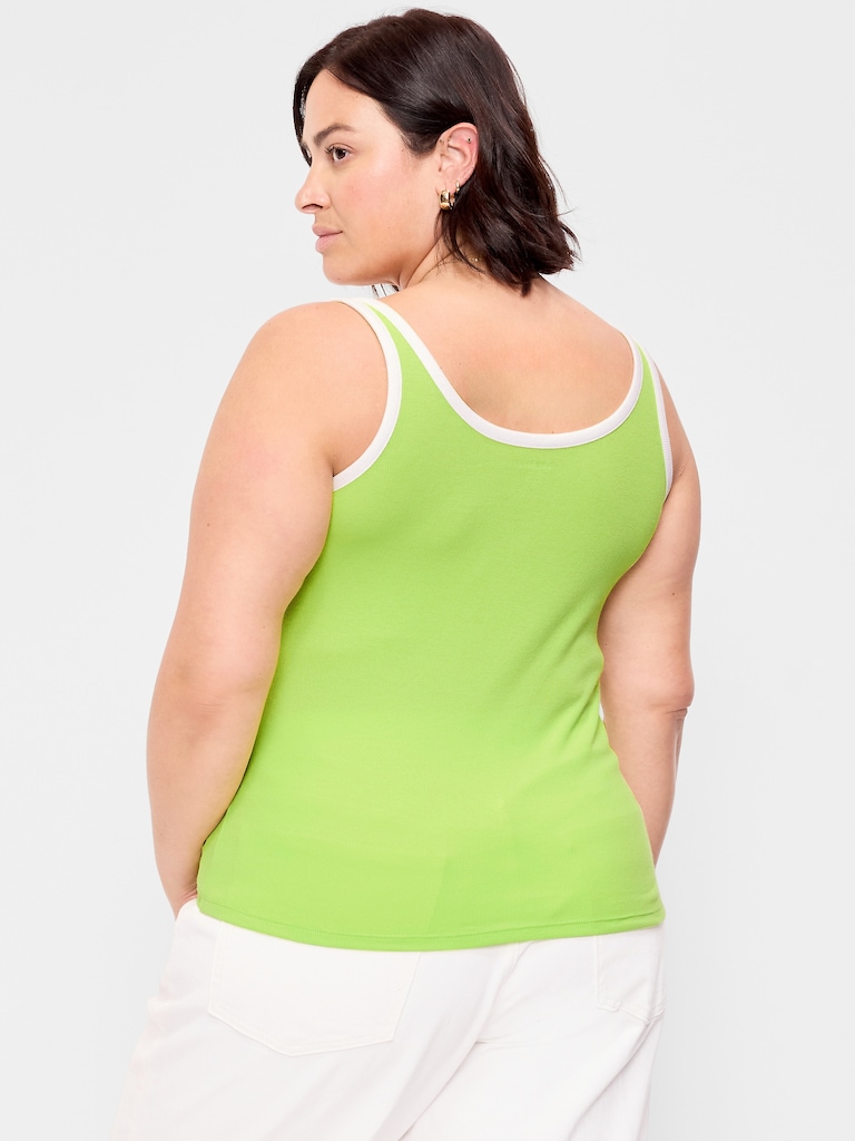 First-Layer Ribbed Scoop-Neck Tank Top