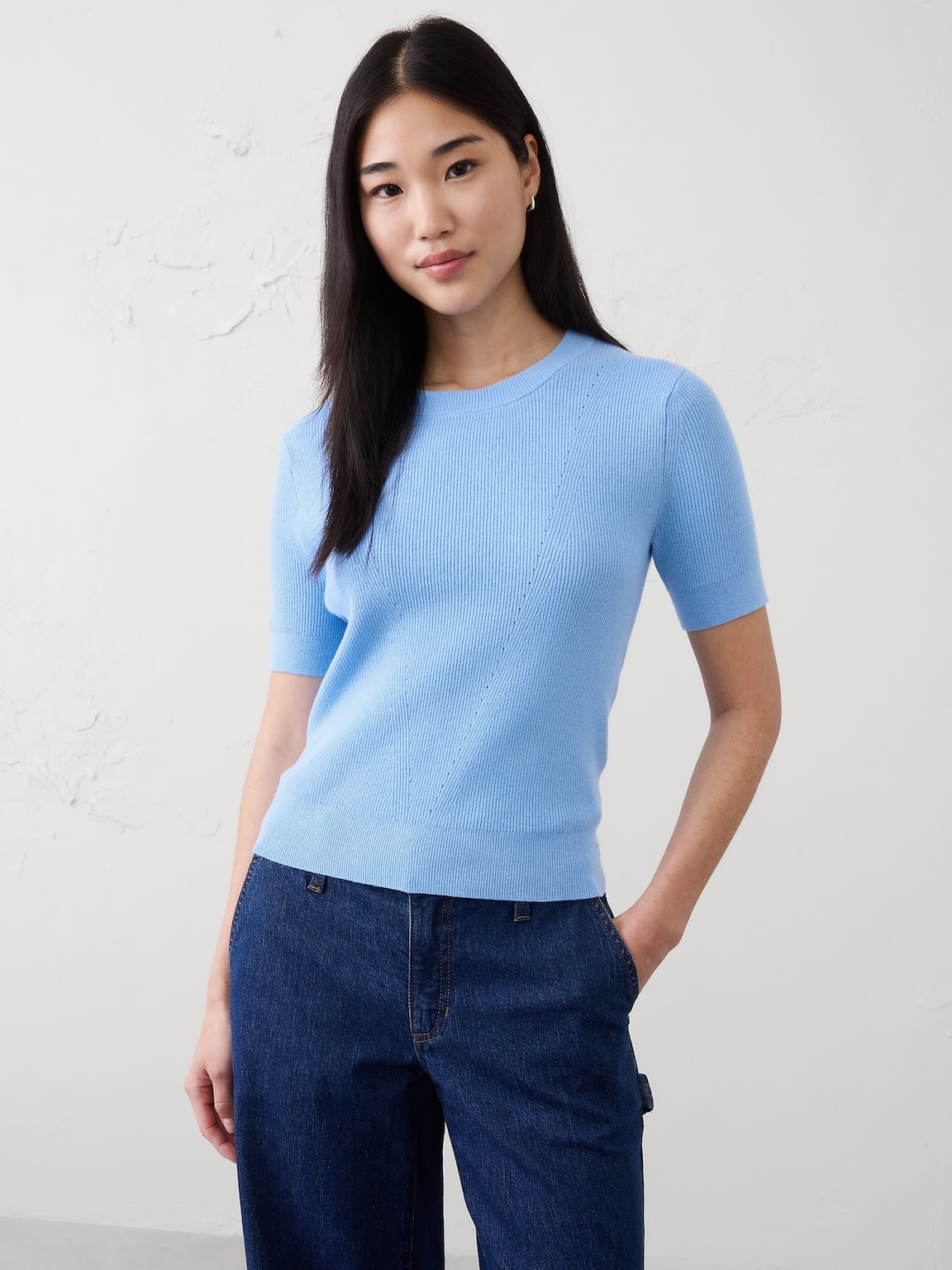 Cotton Pointelle Sweater