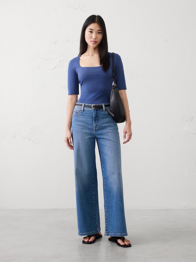 Soft Stretch Square-Neck Top