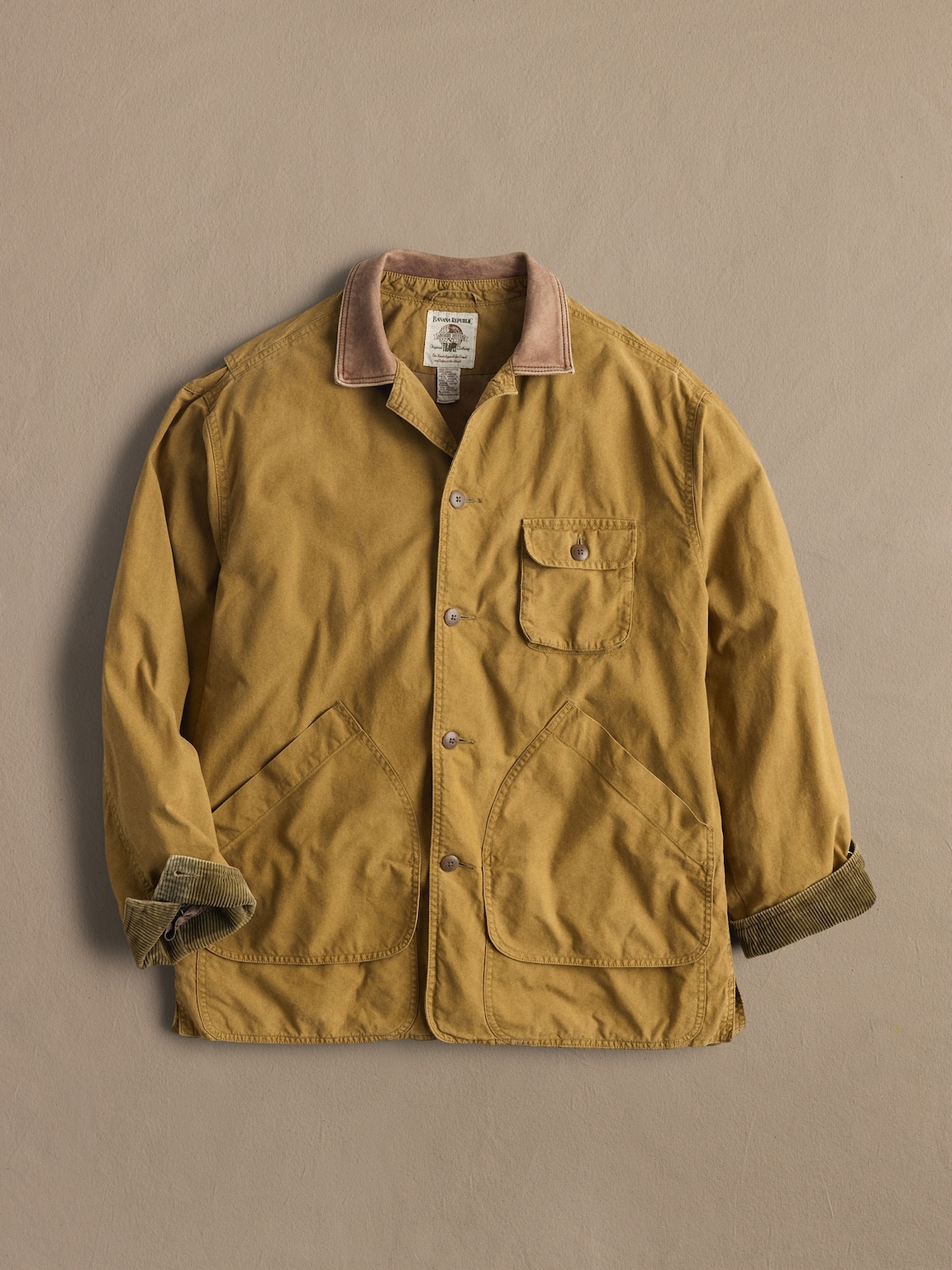 Archive Yellow Barn Coat with Leather Collar Men's Size M