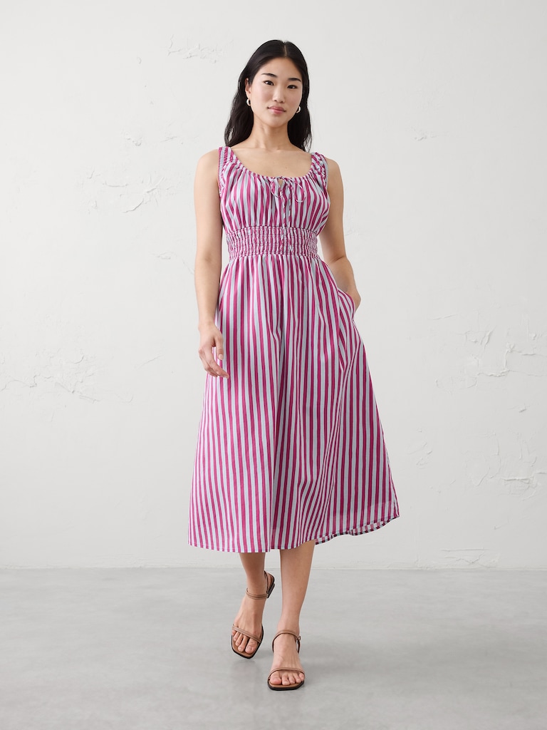 Smocked Waist Midi Dress