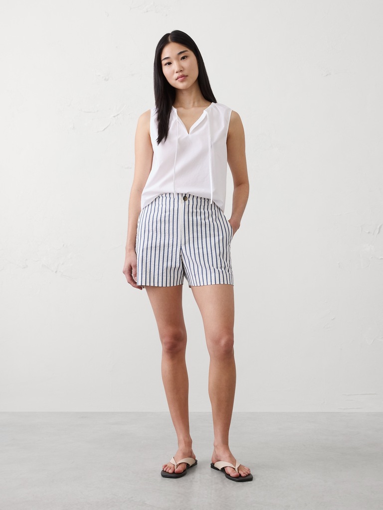 High-Rise Seersucker Short