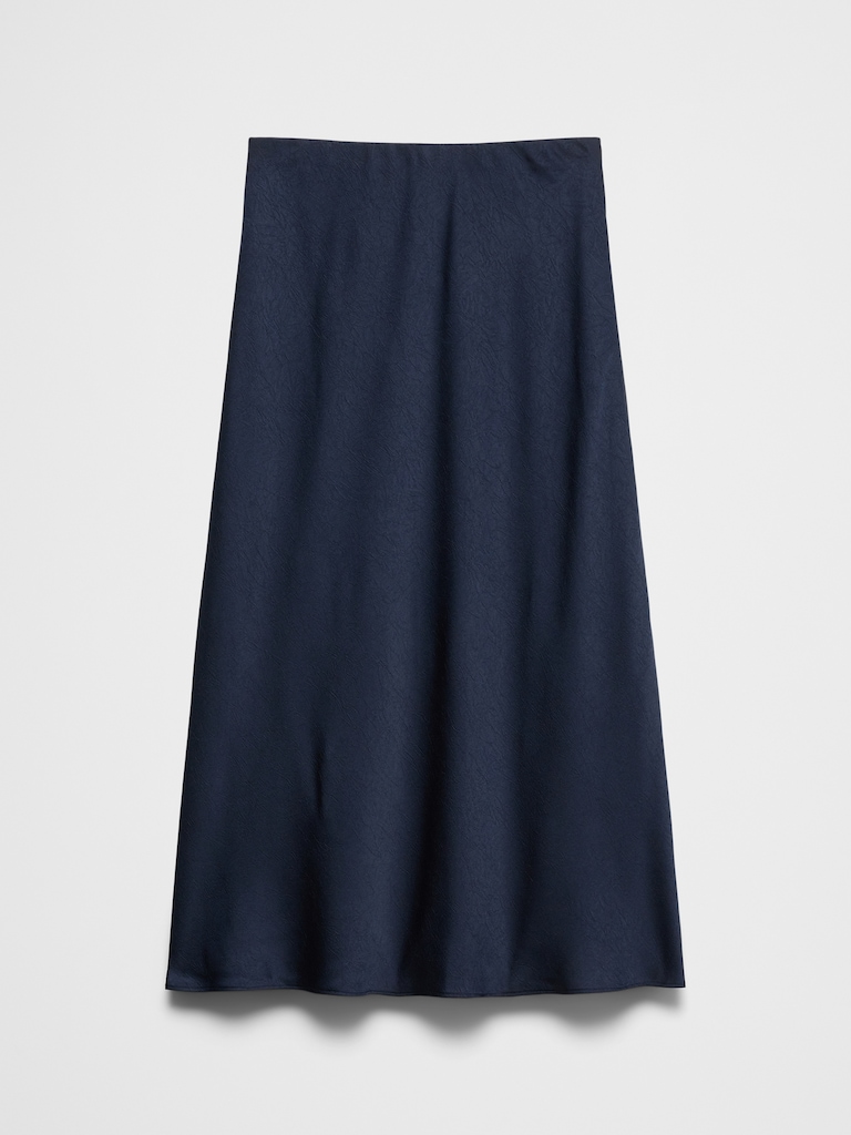 Crushed Satin Midi Skirt
