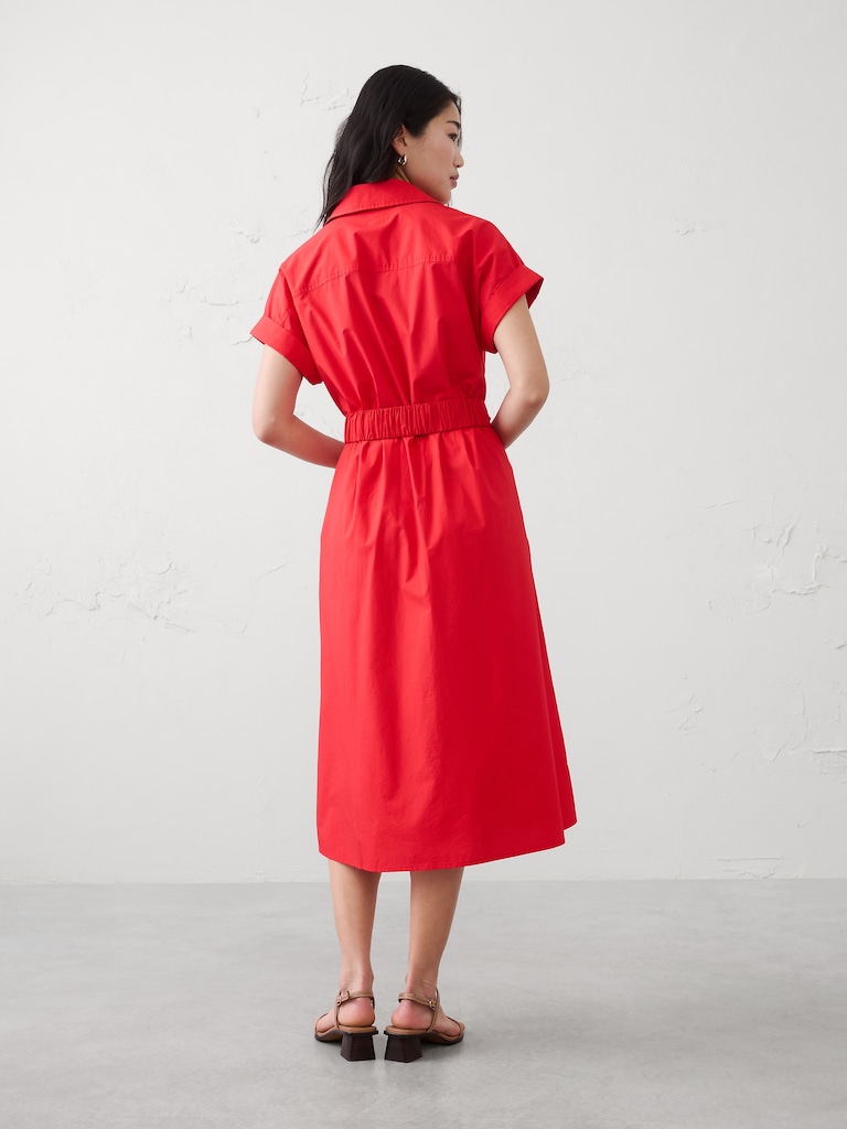 Poplin Utility Midi Shirtdress