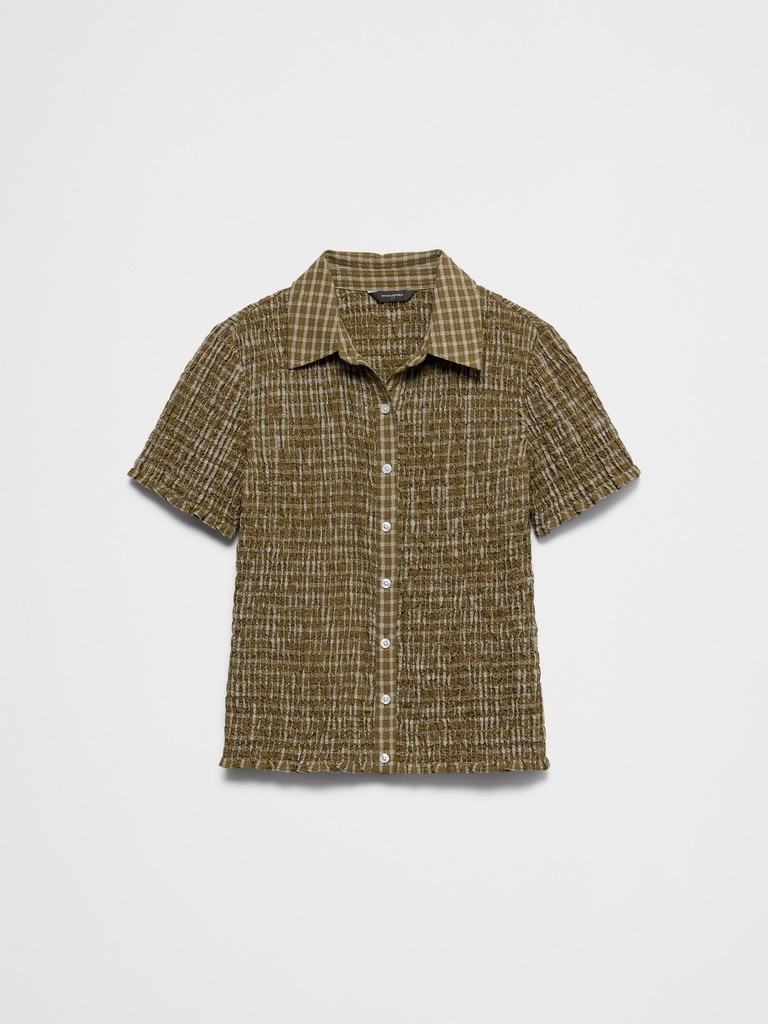 Seersucker Smocked Shirt