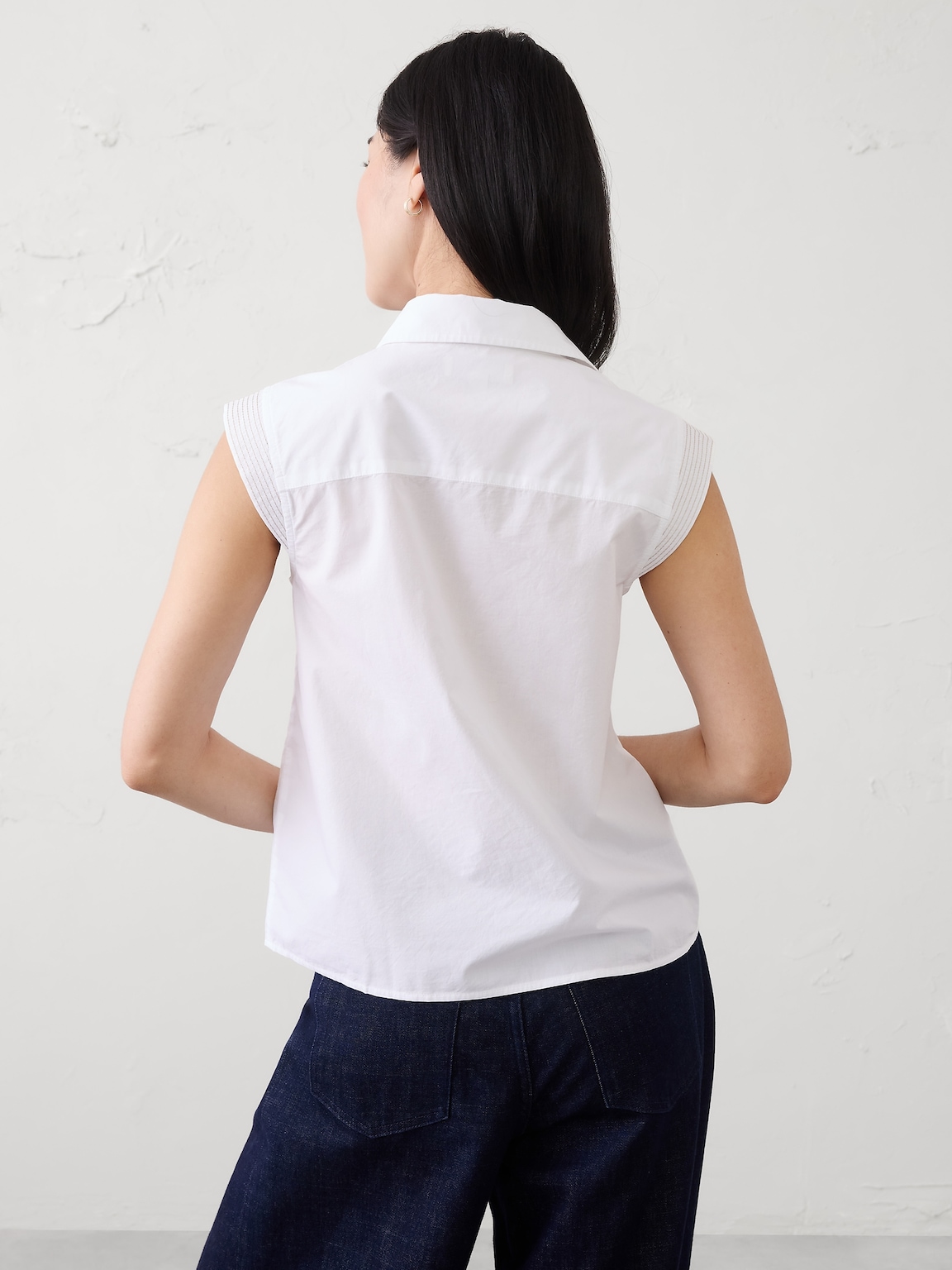 Trapunto Cap-Sleeve Shirt