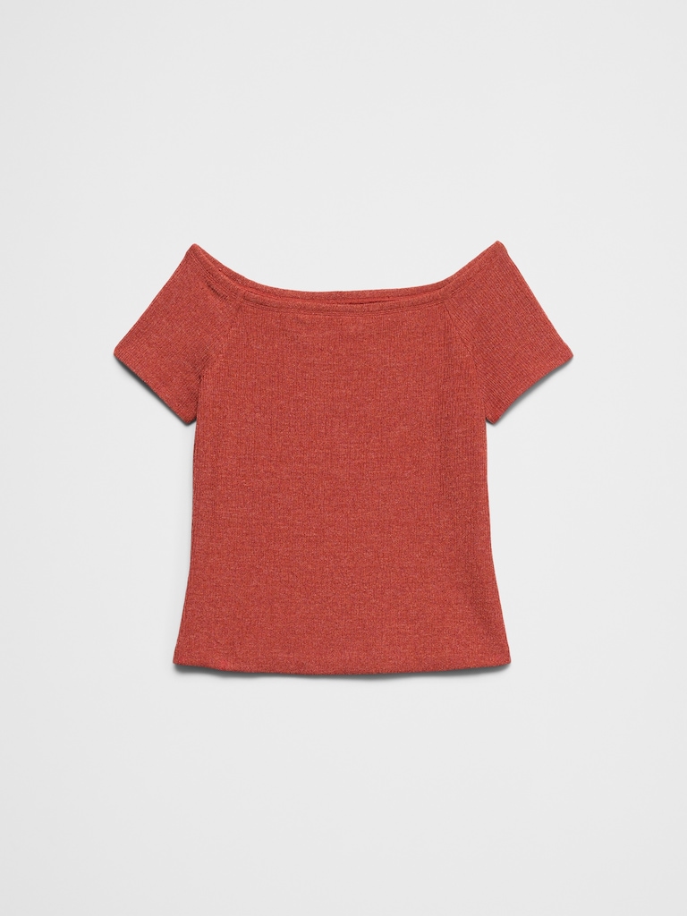 Off-Shoulder Jacquard Crinkle Top