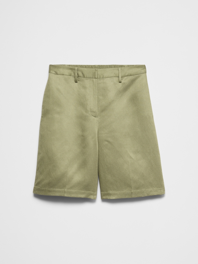 Linen-Tencel High-Rise Bermuda Short