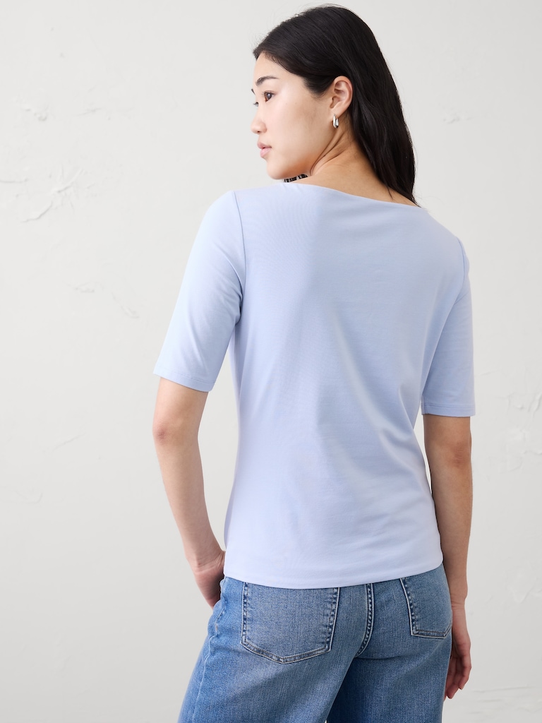 Soft Stretch Elbow-Sleeve Top