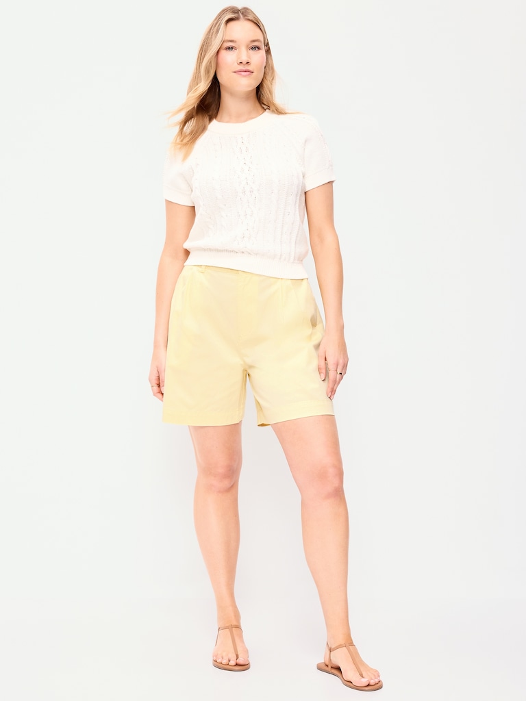 Short chino authentique à taille haute, entrejambe de 4 cm