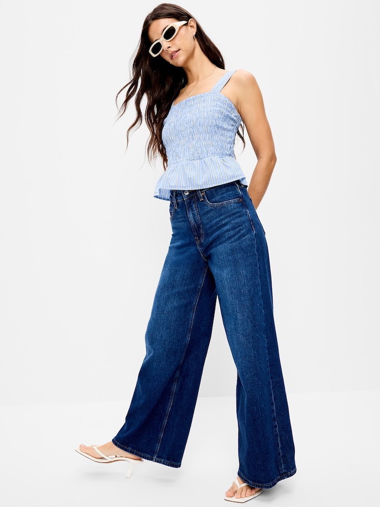 Smocked Peplum Tank Top