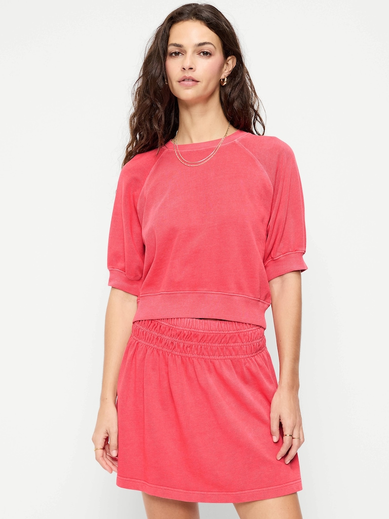 Short-Sleeve Cropped Raglan Sweatshirt