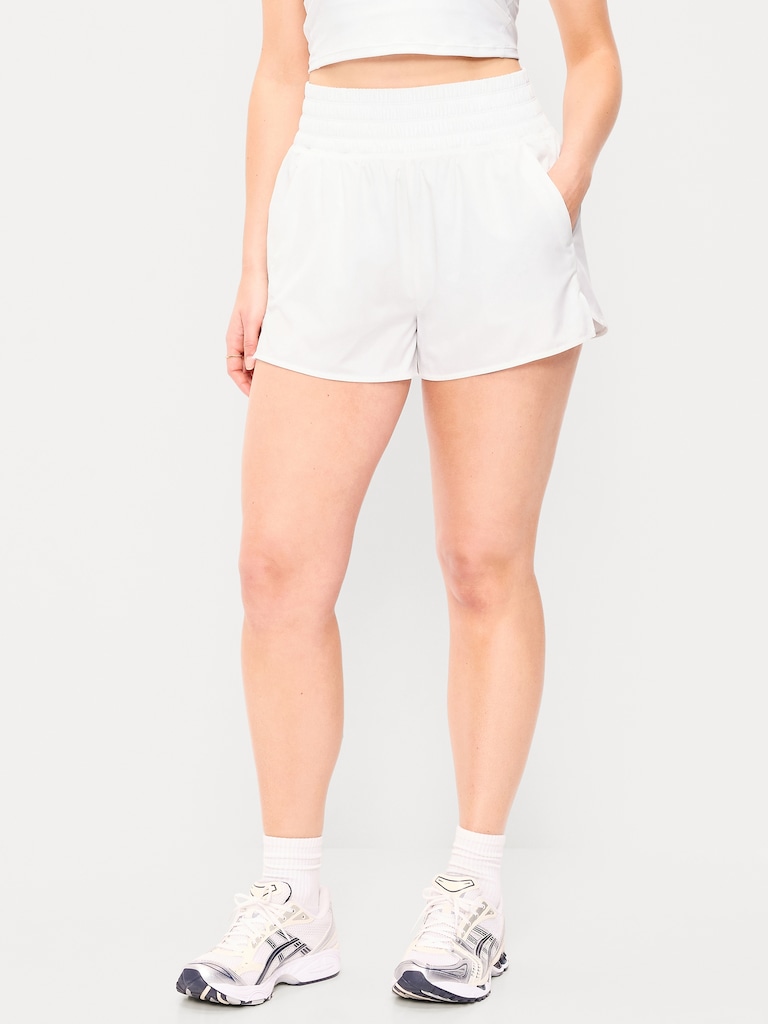 Extra High-Waisted Crinkle Run Shorts -- 3-inch inseam