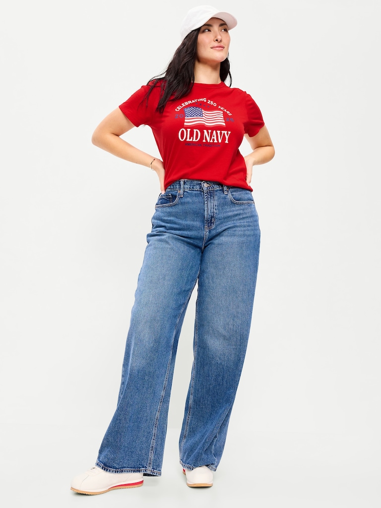 Crew-Neck Flag Graphic T-Shirt