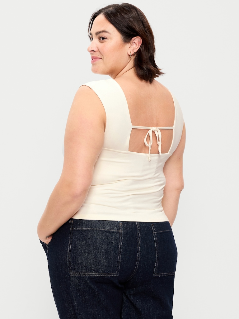 Cap-Sleeve Tie-Back Top