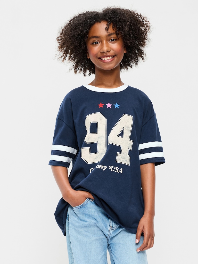 T-shirt long surdimensionné à imprimé pour fille