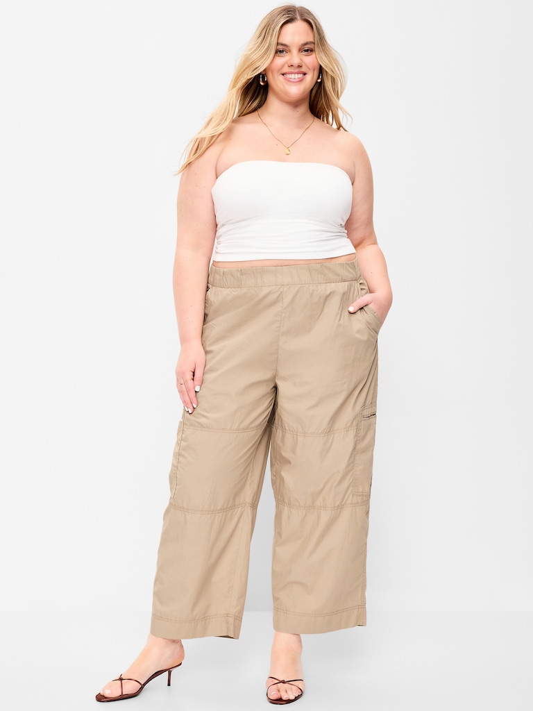 Mid-Rise Pull-On Cropped Utility Pants