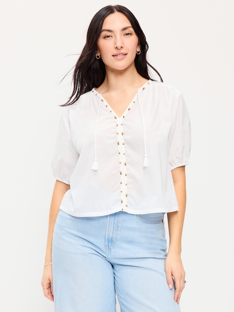 Short-Sleeve Beaded Top