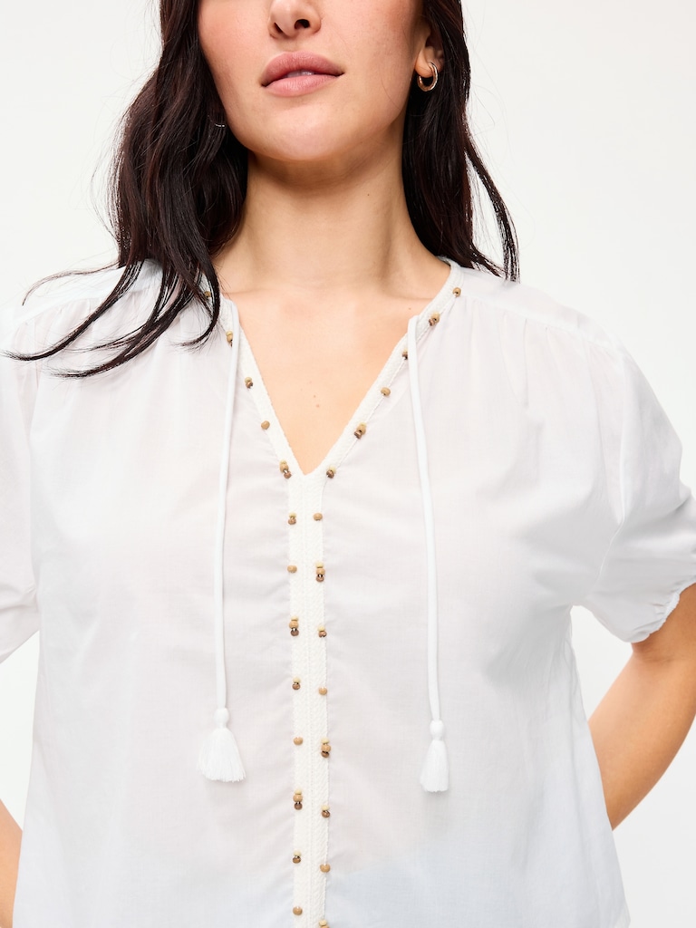 Short-Sleeve Beaded Top