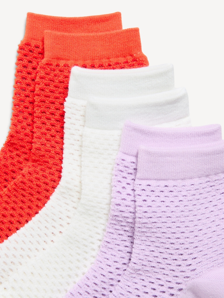 Netted Quarter-Crew Socks 3-Pack for Women