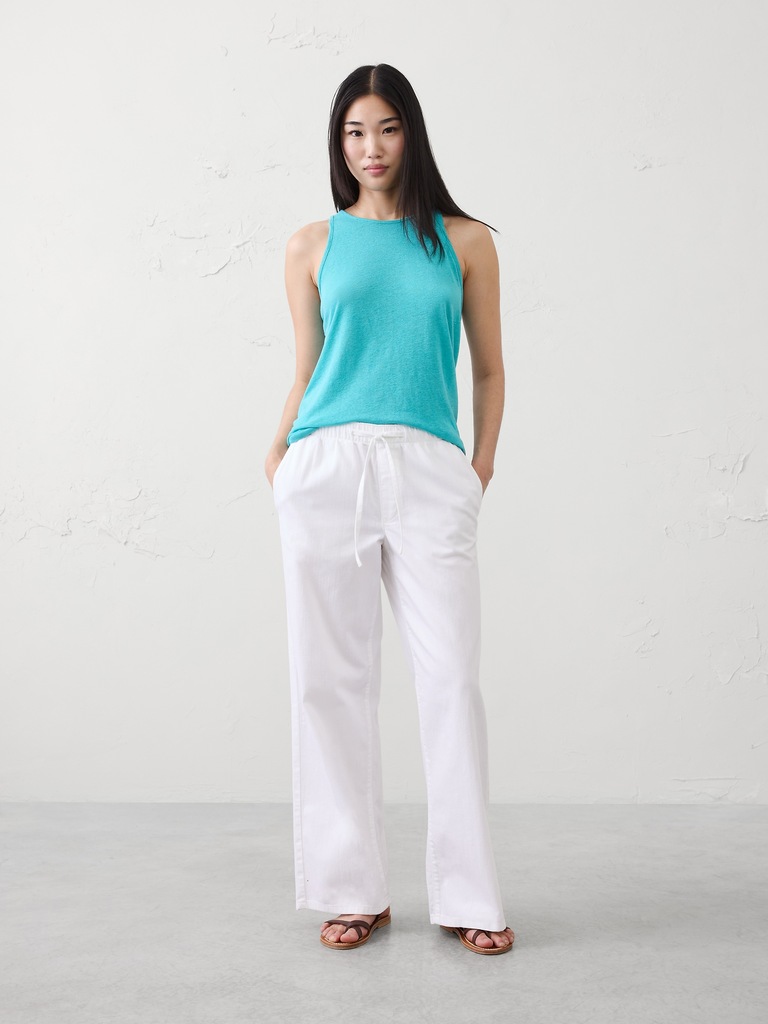 Linen-Blend Racer Back Tank