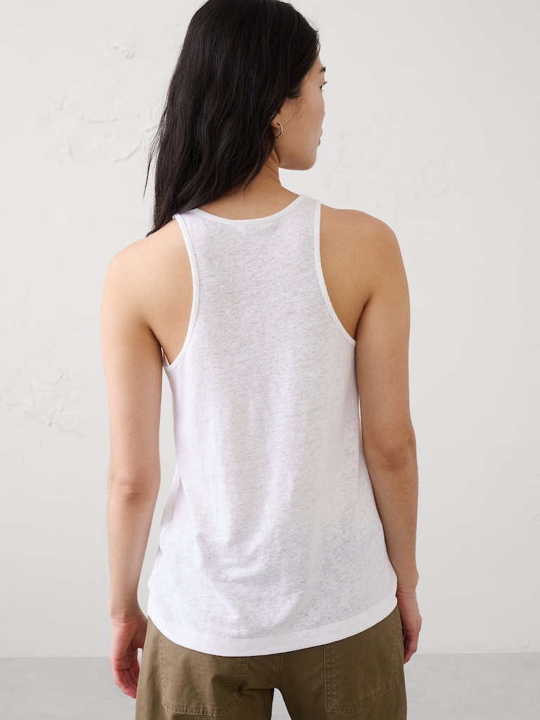 Linen-Blend Racer Back Tank