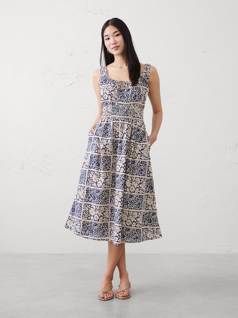 Smocked Waist Midi Dress