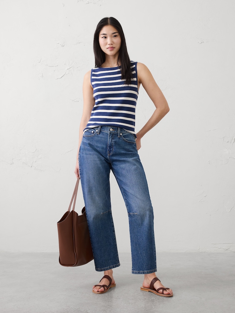 Textured Boatneck Sweater Tank