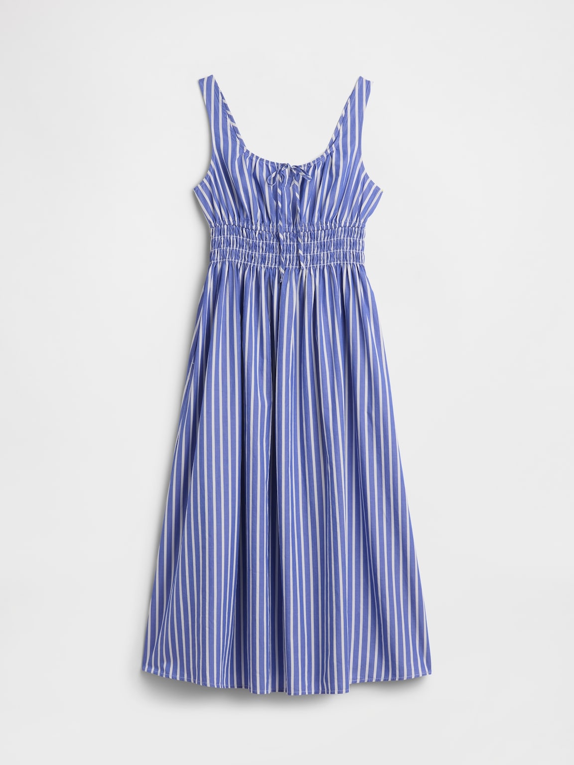 Smocked Tie-Front Midi Dress