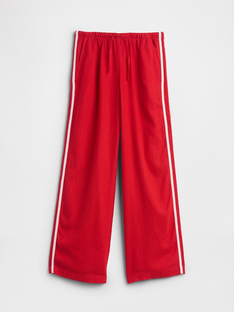 Linen-Blend Stripe Wide-Leg Pants