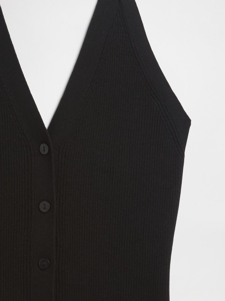Sleeveless Halter Button-Up Sweater