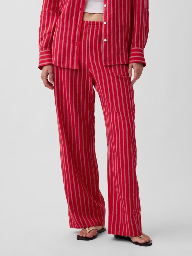 Linen-Blend Easy Wide-Leg Pants