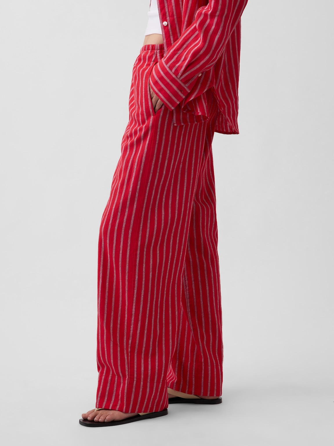 Linen-Blend Easy Wide-Leg Pants