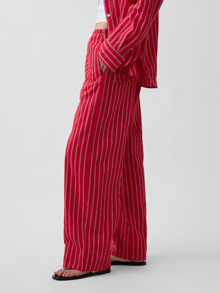 Linen-Blend Easy Wide-Leg Pants