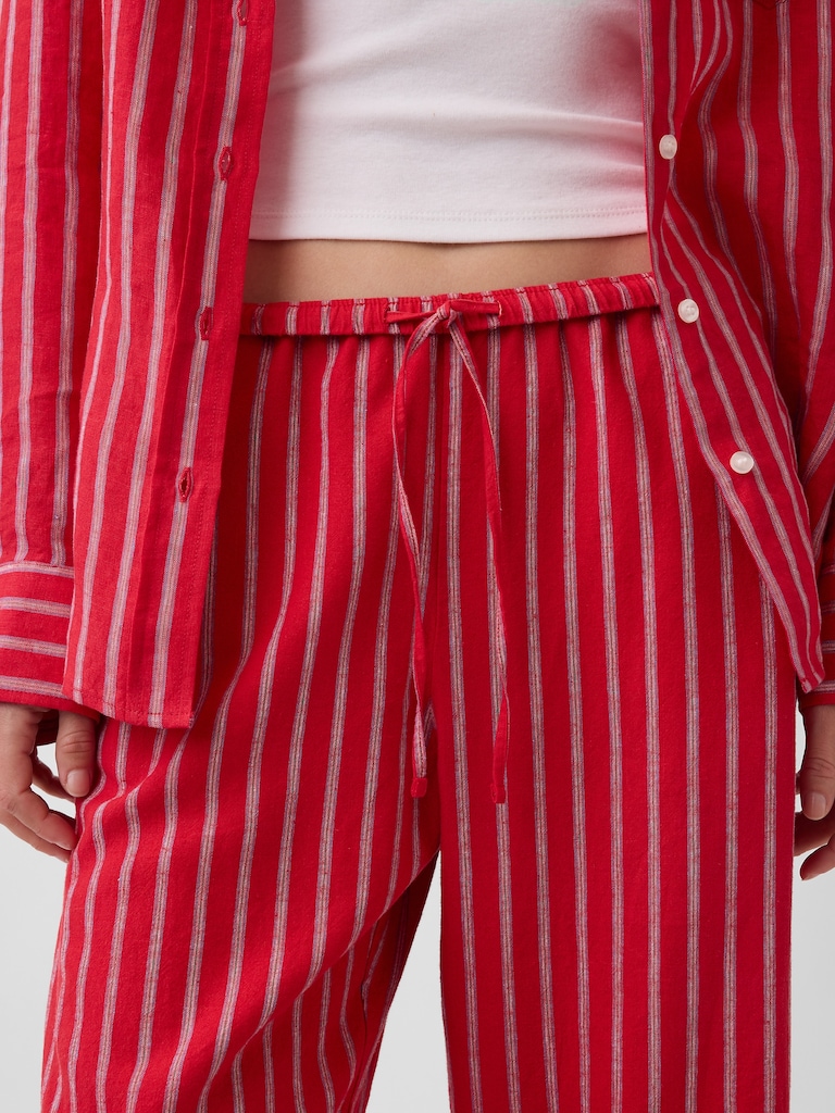 Linen-Blend Easy Wide-Leg Pants