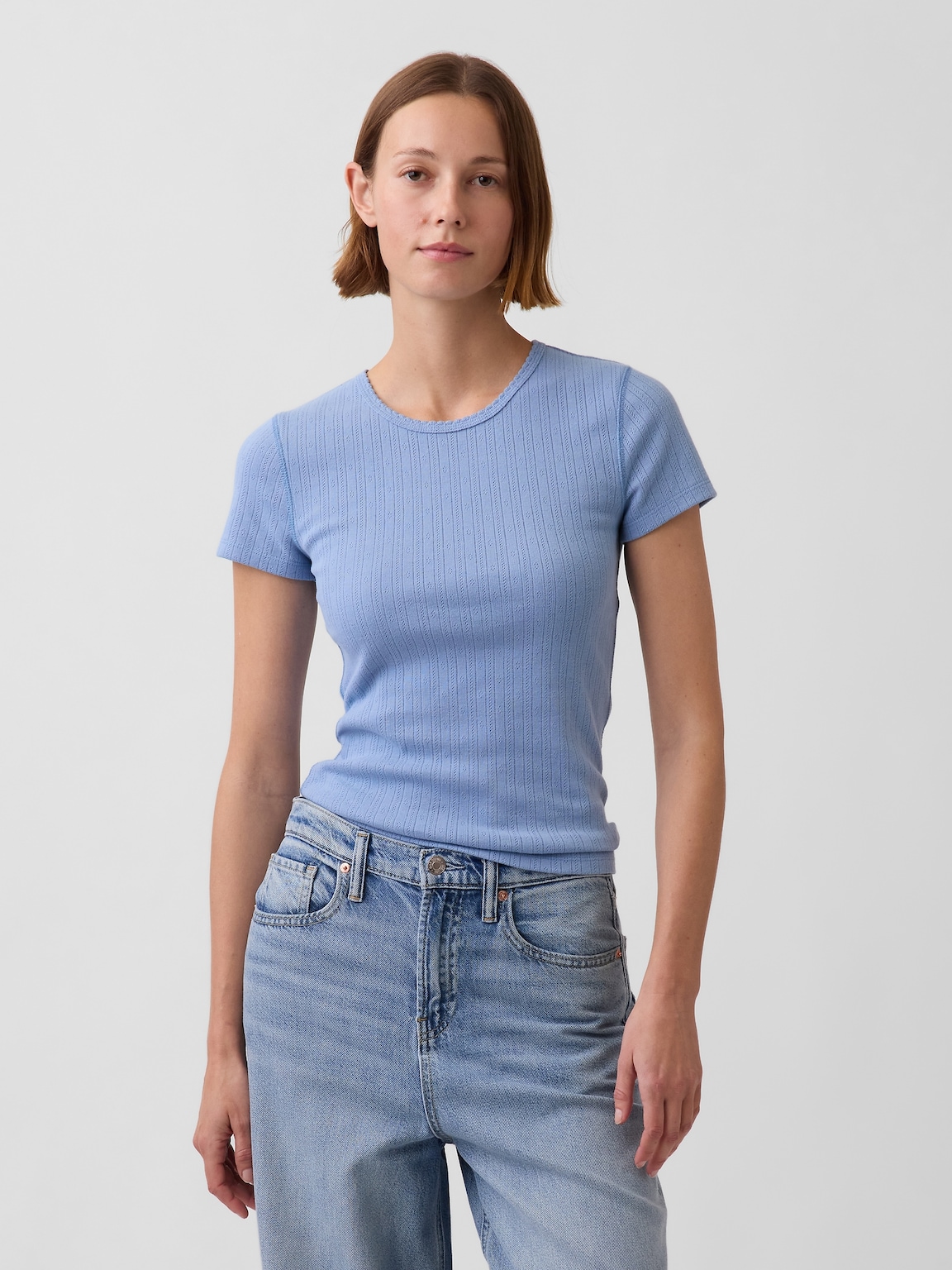 Pointelle Crewneck T-Shirt