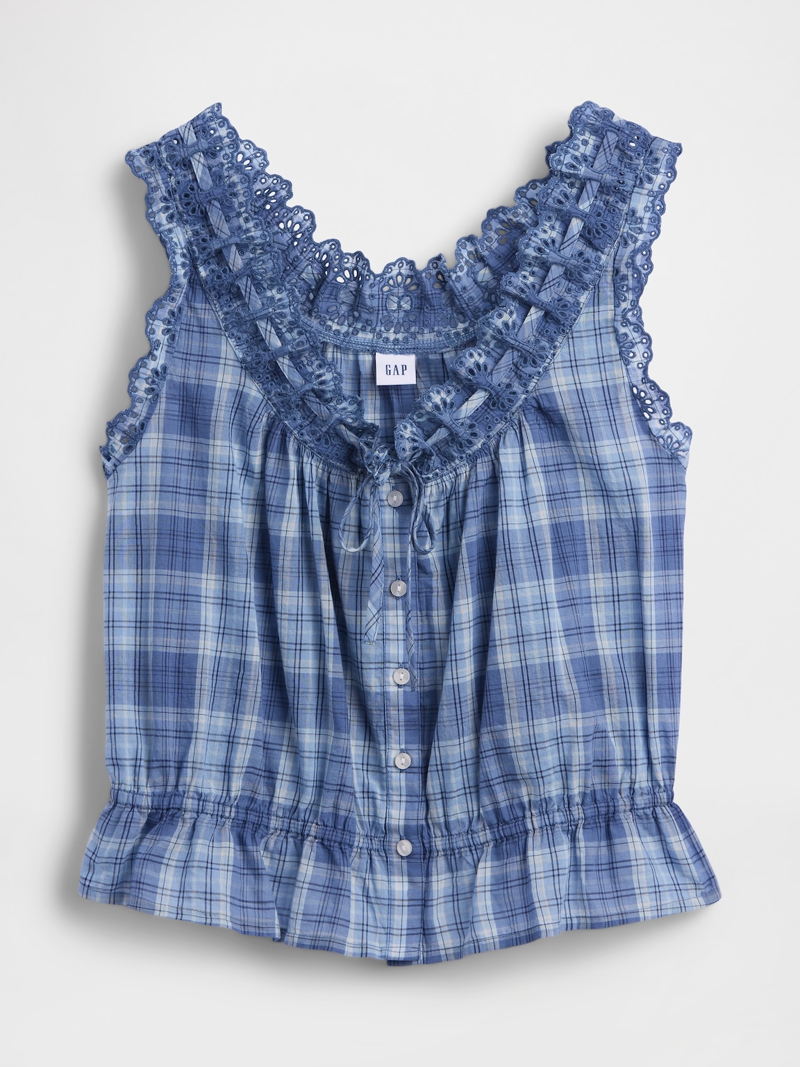 Eyelet Tie-Front Crop Peplum Top