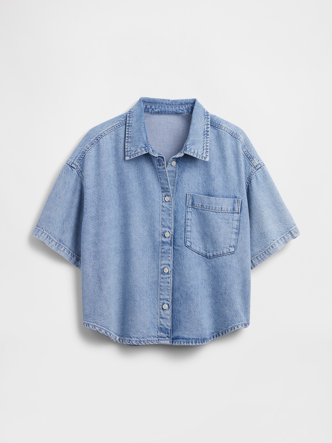 UltraSoft Denim Oversized Camp Shirt